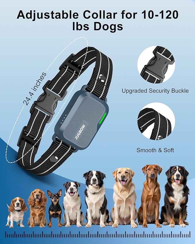 Jugbow Dog Shock Collar - 4500FT Dog Training Collar with Remote, IPX8 Waterproof Electric Dog Collar with 4 Training Modes, Security Lock, Rechargeable eCollar for 10-120lbs Dogs(DBU)