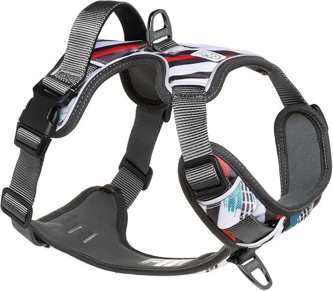 Embark Adventure Dog Harness, Reflective Trim XL Dog Harness for Extra Large Dogs No Pull - Military Grade Nylon, 2 Leash Clips & Gel Lined Handle.