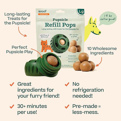 WOOF Pupsicle Refill Pops, Delicious Long Lasting Dog Treats, Pre-Made Pupsicle Refills for Dogs, Wholesome Ingredients, Low-Mess Beef Pet Treats - Large Pops - 7 Count - 3 Pack