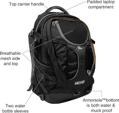 Kurgo G-Train Dog Carrier Backpack - Comfortable Travel Bag for Pets Up to 25 lbs - Waterproof Bottom - Multi-Compartment Pack - Dog Hiking Gear - Rugged Adventure Backpack - Black