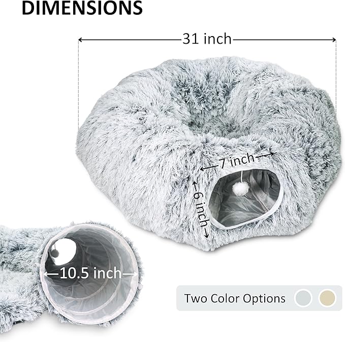 MODAELITE Circular Cat Tunnel for Indoor Cat - Indoor Cat Tunnel -Kitty Tunnel - Cats Toy - Grey