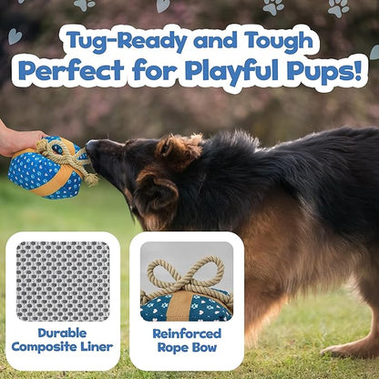 Gift Box Dog Toy – Valentines Day & Birthday Dog Toy, Interactive Squeaker,Rope, and Crinkles for Fun Birthday Puppy Surprise