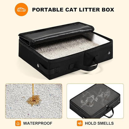 Pidipiti 20 x 14 x 14 Expandable cat car Travel Carrier for 1 Small-Medium cat,with a Portable Leakproof Small cat Litter Box