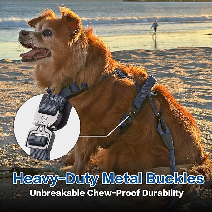 PawsPassion Dog Harness for X-Large Dogs, No Pull Dog Harness Easy Walk with Metal Hardware, Ergonomic Y-Shaped Design, Soft Padding, Padded Handle, Durable High-Tensile Nylon (Nightfall, XL)