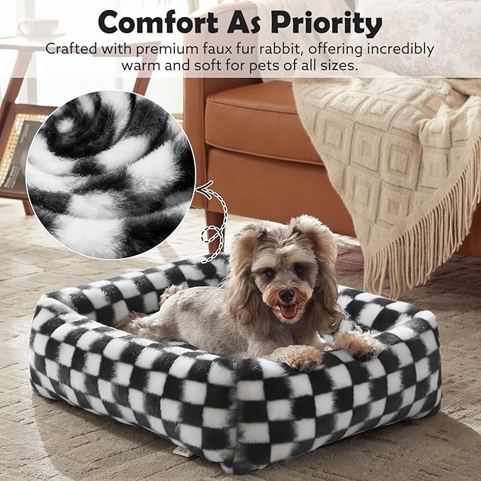 JOEJOY Large Dog Beds Large Sized Dog, Rectangle Washable Orthopedic Corduroy Fleece Pet Bed with Removable Zipper Cover, Cute Soft Calming Puppy Bed with Non Skid Bottom
