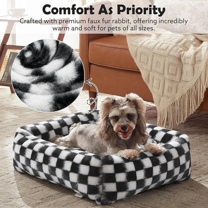 JOEJOY Large Dog Beds Large Sized Dog, Rectangle Washable Orthopedic Corduroy Fleece Pet Bed with Removable Zipper Cover, Cute Soft Calming Puppy Bed with Non Skid Bottom