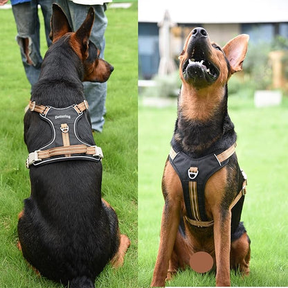 No Pull Reflective Black Dog Harness with Easy Control Handle, Soft Padded Mesh Liner, Adjustable Dog Vest Harness for Large Medium Small Dogs (Black, S)