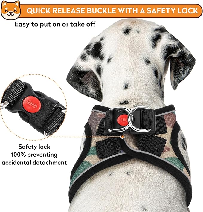 Dog Harness with Leash Set, No-Pull Step-in Reflective Pet Harness with 1 Leash Clips, Adjustable Soft Padded Easy Walk Dog Vest for Small Medium Large Dogs, Cats(Camouflage, XLarge)