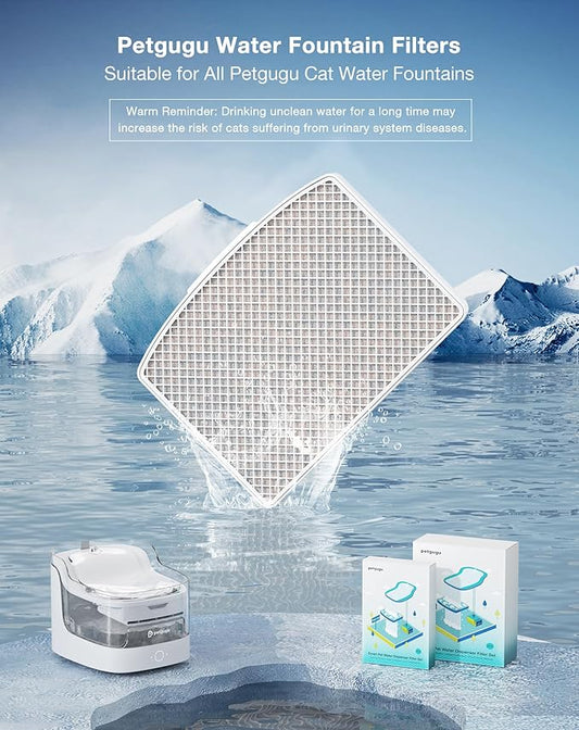 PETGUGU 1 Pack Replacement Filters of Cat Water Fountain for PF1/PF1L, Automatic Pet Fountain Filter Set Special (1 Pcs)
