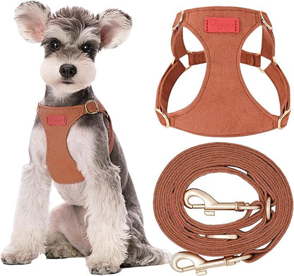 Puppytie No Pull Dog Harness with Multifunction Dog Leash,Soft Adjustable No Choke Escape Proof Pet Harness Vest for Medium Dogs or Large Dogs,Brown Caramel,M