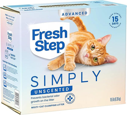 Fresh Step Advanced Simply Unscented Clumping Litter, Fresh Step Unscented Cat Litter Fights Odor on Contact, 18.5 lb. Box