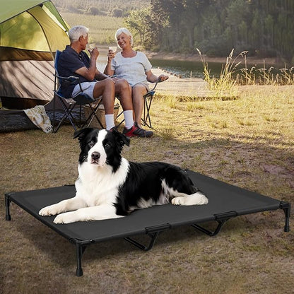 Love&go Elevated Dog Bed with Metal Frame, Cooling Raised Pet Cot for Dog and Cat (XL - Black, XLarge- 44x34x5.5 inch)