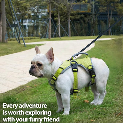 Huntboo Escape Proof Dog Harness, Escape Artist Harness, Reflective Dog Harness with Handle, Durable,Adjustable Vest for Small Medium Large Dogs Walking, Training, and Running Gear(Green,S)