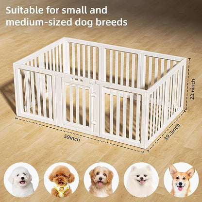 LoveTail Clear Dog Play Pen,Pet Playpen with Door,Easy to Clean and Install Puppy pens for Both Indoor and Outdoor use (White, 23.6" Height, 8)