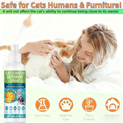KODASNY Cat Deterrent Spray, Natural Non-Toxic Cat Repellent Spray, Indoor & Outdoor Pet Training Cat Anti-Scratch Spray for Furniture, Carpet, Sofas, Curtain Protection, No Trace Formula (200 ML)