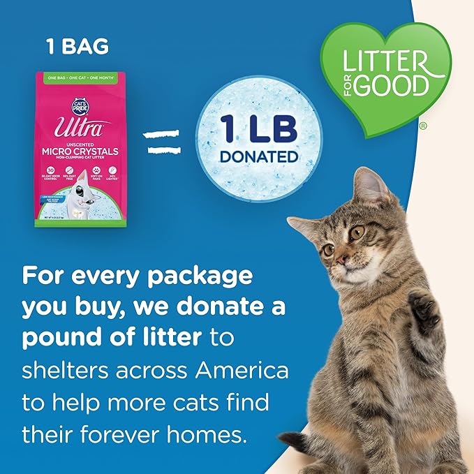 Ultra Micro Crystals Premium Cat Litter - 99.9% Dust Free, Soft on Paws, Fragrance Free - 15 Lbs. Total (3pk of 5 Lbs.)