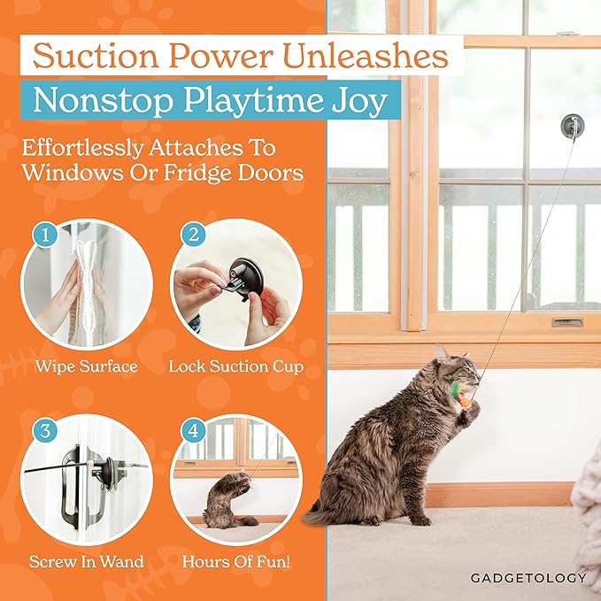 GADGETSOLOGY 18pcs Interactive Cat Toys for Indoor Cats Suction Cup Cat Toys for Indoor Cats Bird Hunting Slefplay Simulation for Kitten Flying Bird Toy Feather Wand Attachments