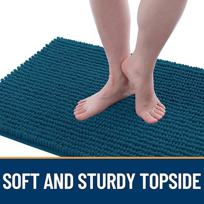 OLANLY Dog Door Mat for Muddy Paws 36x24, Ultra Absorbent Chenille Mud Doormat, Non-Slip Washable and Dirt Trapping Doormat for Indoor Entryway, Quick-Dry Indoor Pet Bed Mats for Dogs, Atlantic Blue