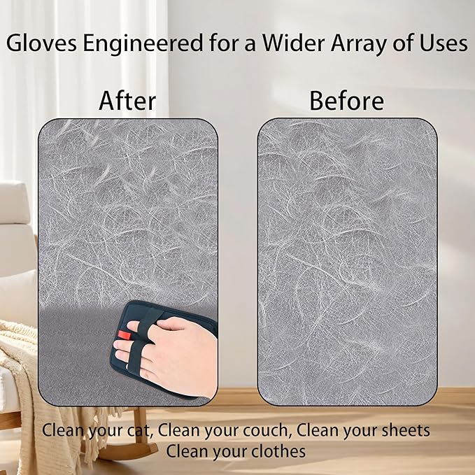 Electrostatic Pet Hair Removal Gloves for Dogs & Cats, Reusable Electrostatic Pet Cat Dog Hair Remover Grooming Gloves Brush Tool for Couch, Furniture, Carpet, Curtain, Car Seat & Pet Grooming Comb