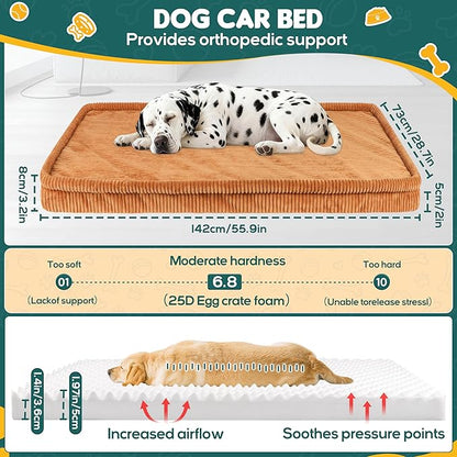 Dog Car Bed, Non-Slip Backseat Extender Pet Mat, Removable Washable Dog Bed for SUVs, Sedans & Trucks, Anti-Slip Travel Bed for Dogs, Easy Clean & Scratch-Proof & Comfort XL (56" Lx28.7 M×2" H)