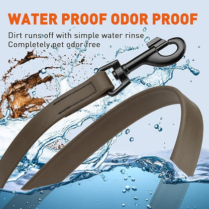 Dogline Biothane Waterproof Dog Leash Strong Coated Nylon Webbing with Black Hardware Odor-Proof Easy to Clean High Performance for Small or Large Dogs Made in USA 4 or 6 ft Lead, Dark Chocolate Brown