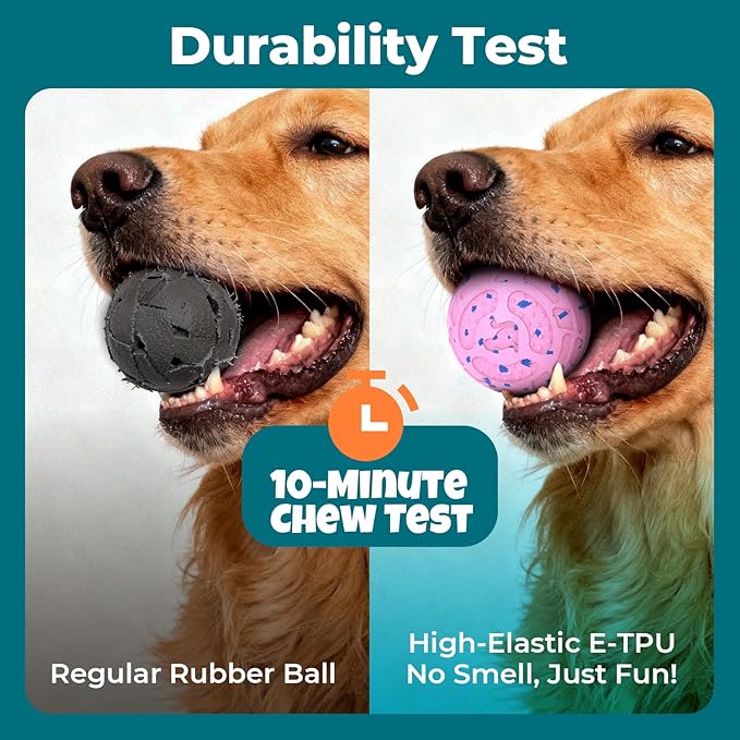 Smart Interactive Dog Toy Ball – Automatic Moving, Bouncing & Rolling, 3 Modes, Chew-Proof E-TPU Shell, Waterproof, Rechargeable,Dog Ball for Medium and Large Dogs, Pink