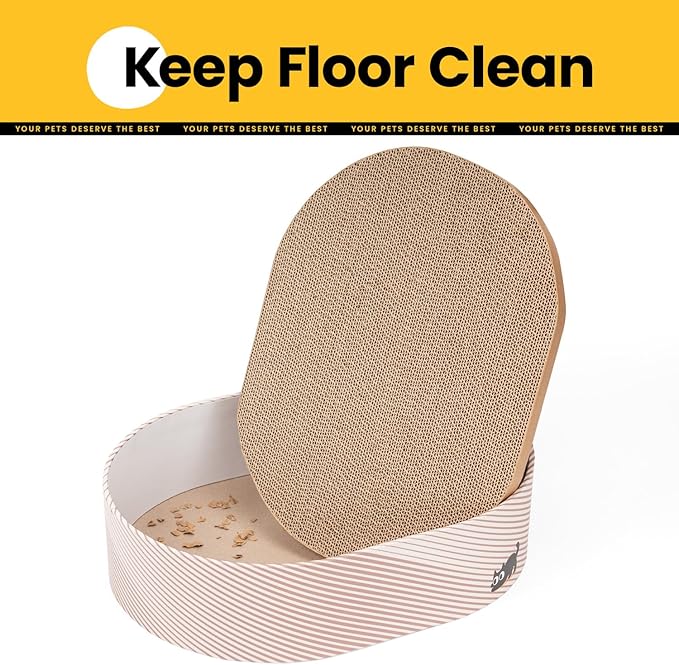 Conlun Cat Scratcher Box with 4 Cat Scratching Board Reversible Scratch Pad, Heavy Duty Corrugated Cardboard Pet Bed Lounger Kitty Scratchers for Indoor, Protects Furniture,Kittens Gifts-Large