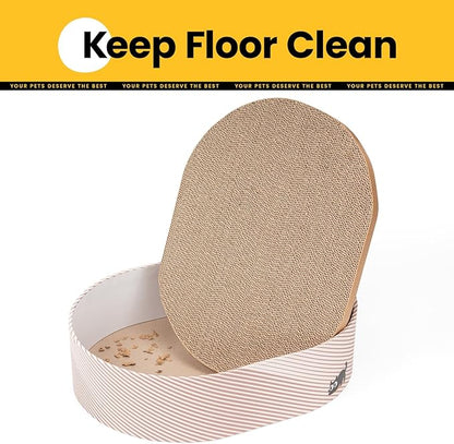 Conlun Cat Scratcher Box with 4 Cat Scratching Board Reversible Scratch Pad, Heavy Duty Corrugated Cardboard Pet Bed Lounger Kitty Scratchers for Indoor, Protects Furniture,Kittens Gifts-Large