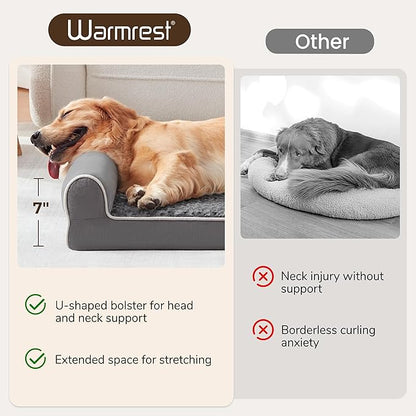 Warmrest Large Dog Beds Large Sized Dogs 45x35x7 Inch, Orthopedic XXL XL Dog Bed for Medium Size Dogs, Big Waterproof Couch Sofa with Removable Washable Cover for Pet, Dark Grey
