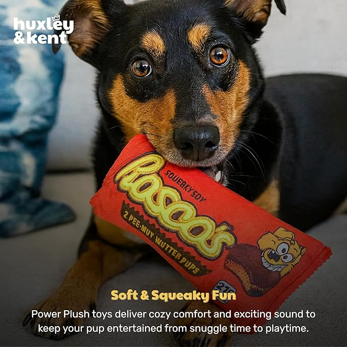 Huxley & Kent Funny Dog Toy w/Squeaker – Power Plush Squeaky Dog Toys for Small, Medium & Large Dogs – Soft Stuffed Animal for Indoor Play & Fetch - Roscos, Small