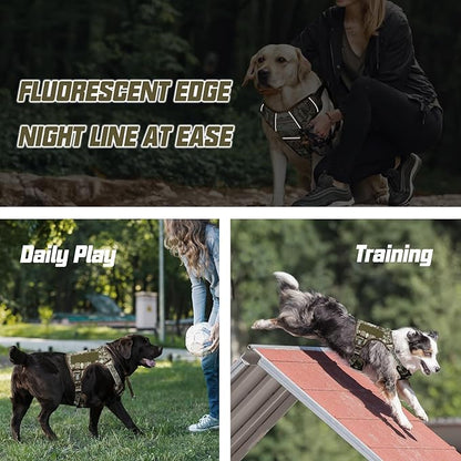 AUROTH Tactical Dog Harness for Large Dogs No Pull Adjustable Pet Harness Reflective K20 Working Training Easy Control Pet Vest Military Service Dog Harnesses