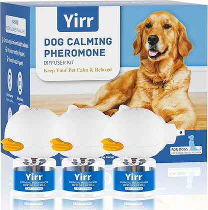 Yirr Dog Calming Diffuser, 6 in 1 Puppy Pheromones Calming Diffuser, Relaxing Pheromone for Dogs Relief Stress Anxiety Fighting Scratching Barking, Help Train Dog to Pee, 3 Diffuser 3 Refill(48ml)