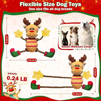 Fuufome Christmas Dog Toys for Large Dogs,Stuffed Plush Squeaky Dog Toys for Small,Medium & Large Breed,Tug of War Plush Toy,Stuffed Toy for Dogs to Keep Them Busy