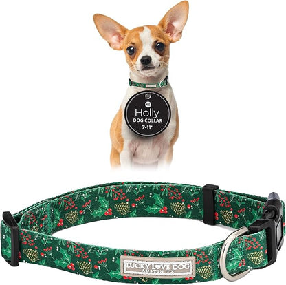 Lucky Love Dog - Adjustable Dog Collar with Easy Click Holly for Small Ones, Durable, & Comfortable for Male & Female Dogs, Pet Collar for Puppies & Adult Dogs - Holly, XS