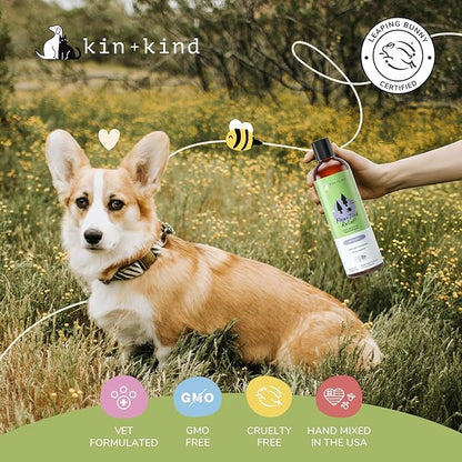 kin+kind Dog Shampoo Flea and Tick Vet Formulated - Natural Flea and Tick Prevention for Dogs - Plant Powered Shampoo w/Coconut & Olive Oil - Dog Supplies - Lavender Scent - Made in USA 12 fl oz