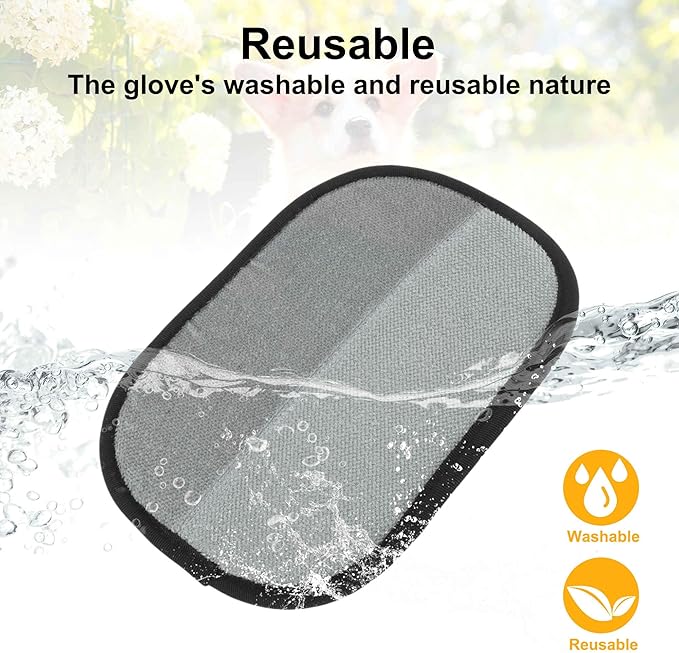 GLIDESMOOTH Pet Hair Remover Gloves, Advanced Static-Adhesive Pet Hair Removal Gloves, Reusable Cat Dog Hair Remover Mitt, Pet Grooming Glove for Shedding, 2 PCS