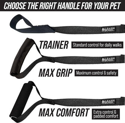 Leash Boss Free Range - Long Dog Leash for Large Dogs + Drawstring Backpack - 1 Inch Nylon Training Lead with Padded Handle (Black) (50 Ft)