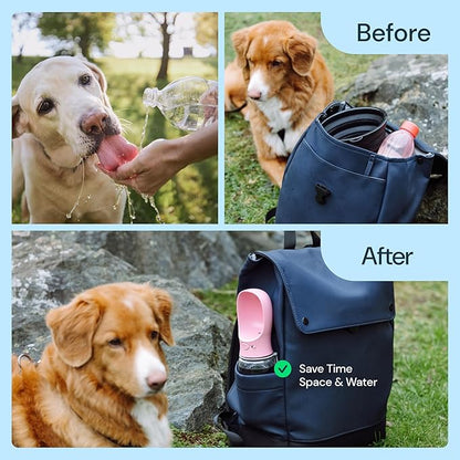 MalsiPree Dog Water Bottle - 19 Oz, Black, BPA-Free - Portable & Lightweight Water Dispenser with Bowl for Dogs - Leak-Proof & No-Waste Design for Travel