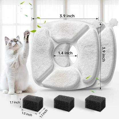 28 Pcs Cat Water Fountain Replacement Filters-14 Pack Cat Fountain Filters with 14 Pack Sponges, Enhanced Compatibility Pet Fountain Filter Fit for 95oz/2.8L 135oz/4L 67oz/2L Pet Drinking Fountain