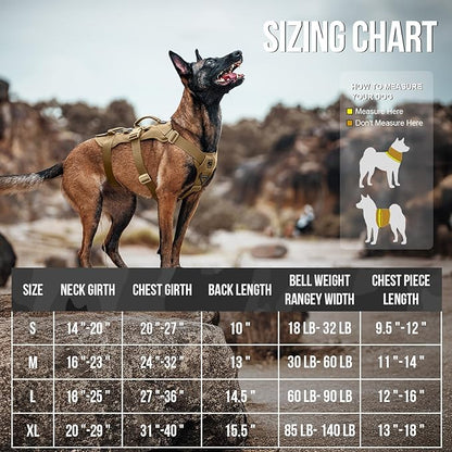 OneTigris Escape Proof Dog Harness, No Pull Dog Harness with Handles, Tactical Multi-Use Support Dogs Harnes for Large Dogs Everyday Wear Walking Hiking Training (Brown, Large)
