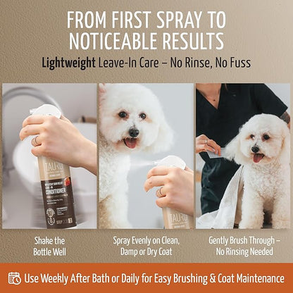 Tauro Pro Line Dog Conditioner Spray for Itchy Skin - Soothes Dry, Sensitive Skin, Calms Itching from Allergies, Dandruff - Leave in Pet Conditioner for Dogs, Cat & Puppy (Derma Care 8.5 Fl Oz)