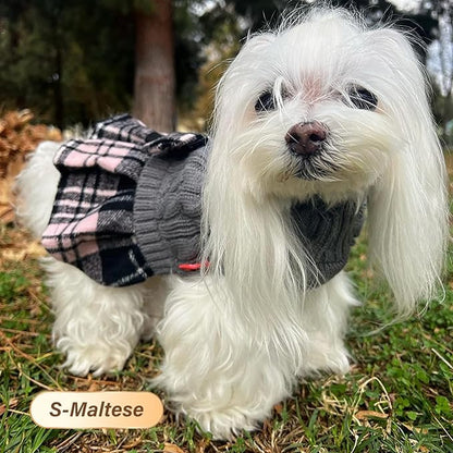KYEESE Dog Sweater Warm Pullover Pet Coats Comfy Dogs Clothes with Bowtie Turtleneck Cat Sweaters Thick Dog Sweaters for Small Dogs Male Stretchy Knitwear Pet Sweater Dress for Cold Weather Winter