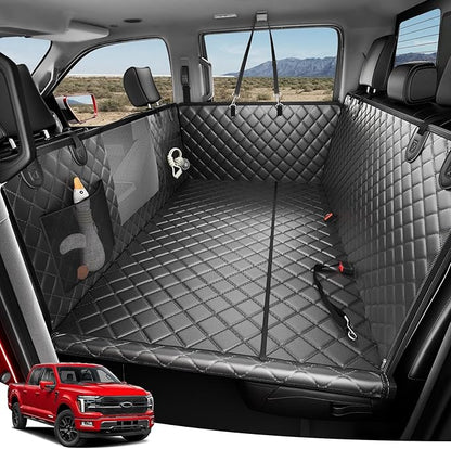 Zanch Heavy-Duty Dog Car Seat Cover, Flat Solid Back Seat Extender for Multi Large Dogs, Hard-Base Supports 450 lb, Waterproof Scrachproof Hammock Protector, Standard for Cars, SUV, Trucks, Black