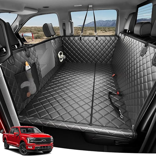 Zanch Heavy-Duty Dog Car Seat Cover, Flat Solid Back Seat Extender for Multi Large Dogs, Hard-Base Supports 450 lb, Waterproof Scrachproof Hammock Protector, Standard for Cars, SUV, Trucks, Black