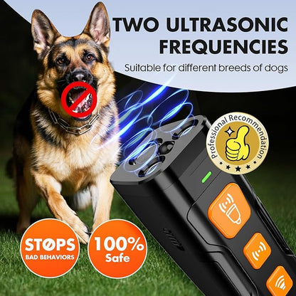 Dog Bark Deterrent Device, 3X Ultrasonic Anti Barking, 6 Training Modes 23 FT Range Barks No More Indoors Outdoors Behavior Correct Safe & Humane Rechargeable Compact Bark Control for Dogs (Black)