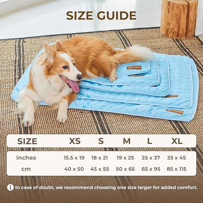 Pelsbarn Dog Cooling Mat- Ice Silk Summer Comfort, Self Cooling, Non-Slip Dog Pad, Durable & Washable, Mat for Medium Dogs 19"" x 25"", Support Shelter Dogs with Every Purchase (Blue)