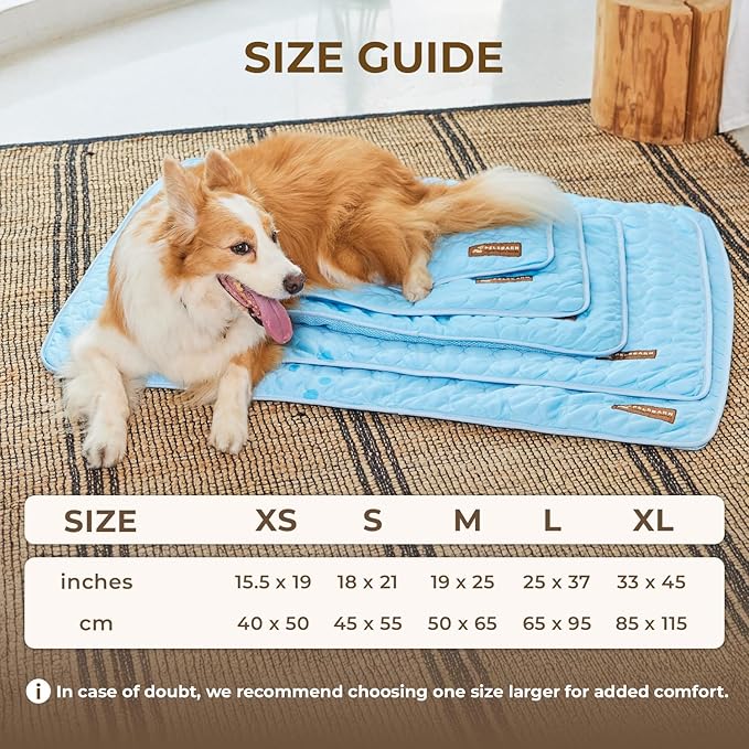 Pelsbarn Dog Cooling Mat- Ice Silk Summer Comfort, Self Cooling, Non-Slip Dog Pad, Durable & Washable, Mat for Extra Large Dogs 33"" x 45"", Support Shelter Dogs with Every Purchase (Blue)