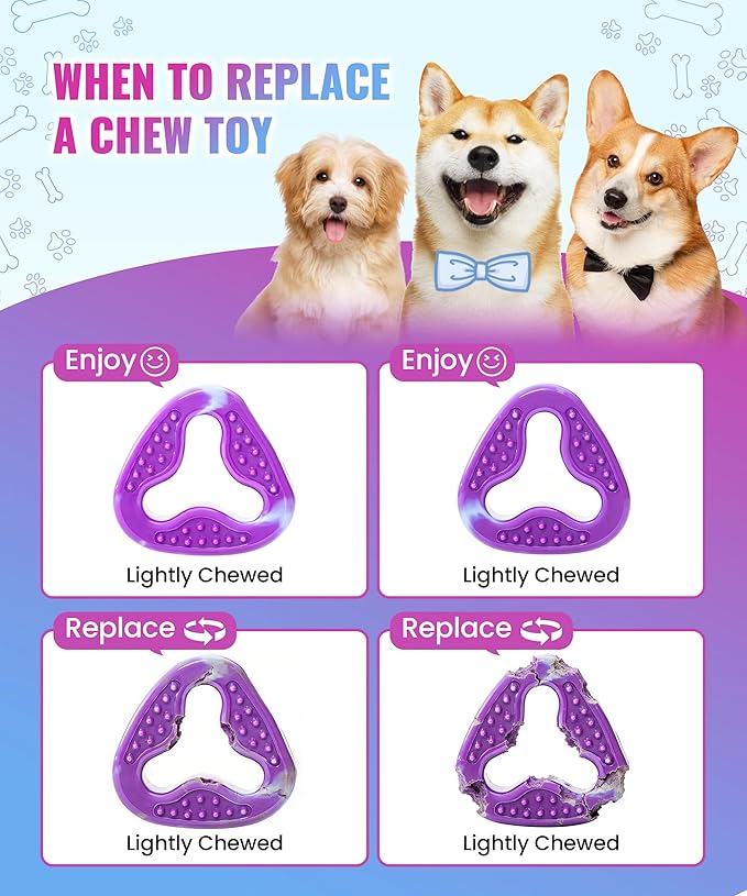 Tough Dog Puzzle Toys for Aggressive Chewers 3 Pack, TPR Safe Indestructible Dog Toy for Small, Medium Chewer Dogs, Keeps Dogs Busy