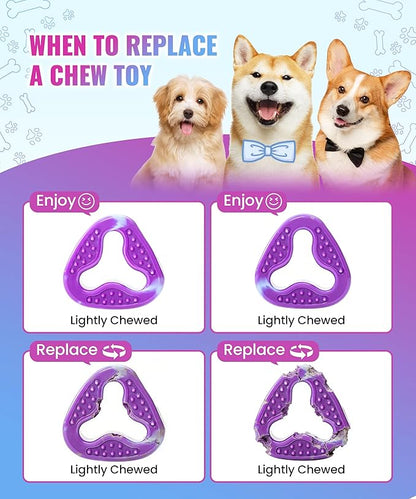Tough Dog Puzzle Toys for Aggressive Chewers 3 Pack, TPR Safe Indestructible Dog Toy for Small, Medium Chewer Dogs, Keeps Dogs Busy
