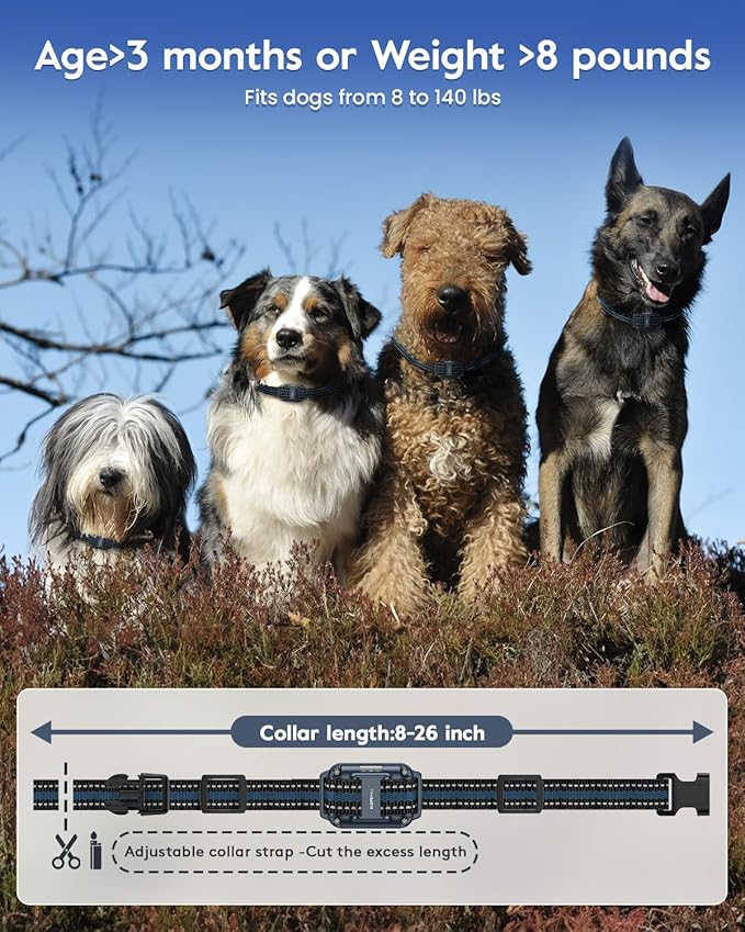 Dog Training Collar with 7 Training Modes, 4200Ft Remote Electronic Dog Shock Collar, Electric Shock Collar for Small Medium Large Dogs,Dark Blue